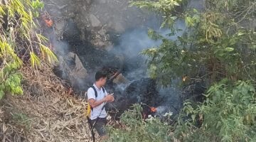 Api Berkobar di Enam Titik Desa Rancabango, Polisi dan Tim Gabungan Berjibaku Padamkan Karhutla